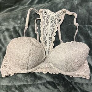 PINK Victoria's Secret Lace Bralette in Silver/Grey
